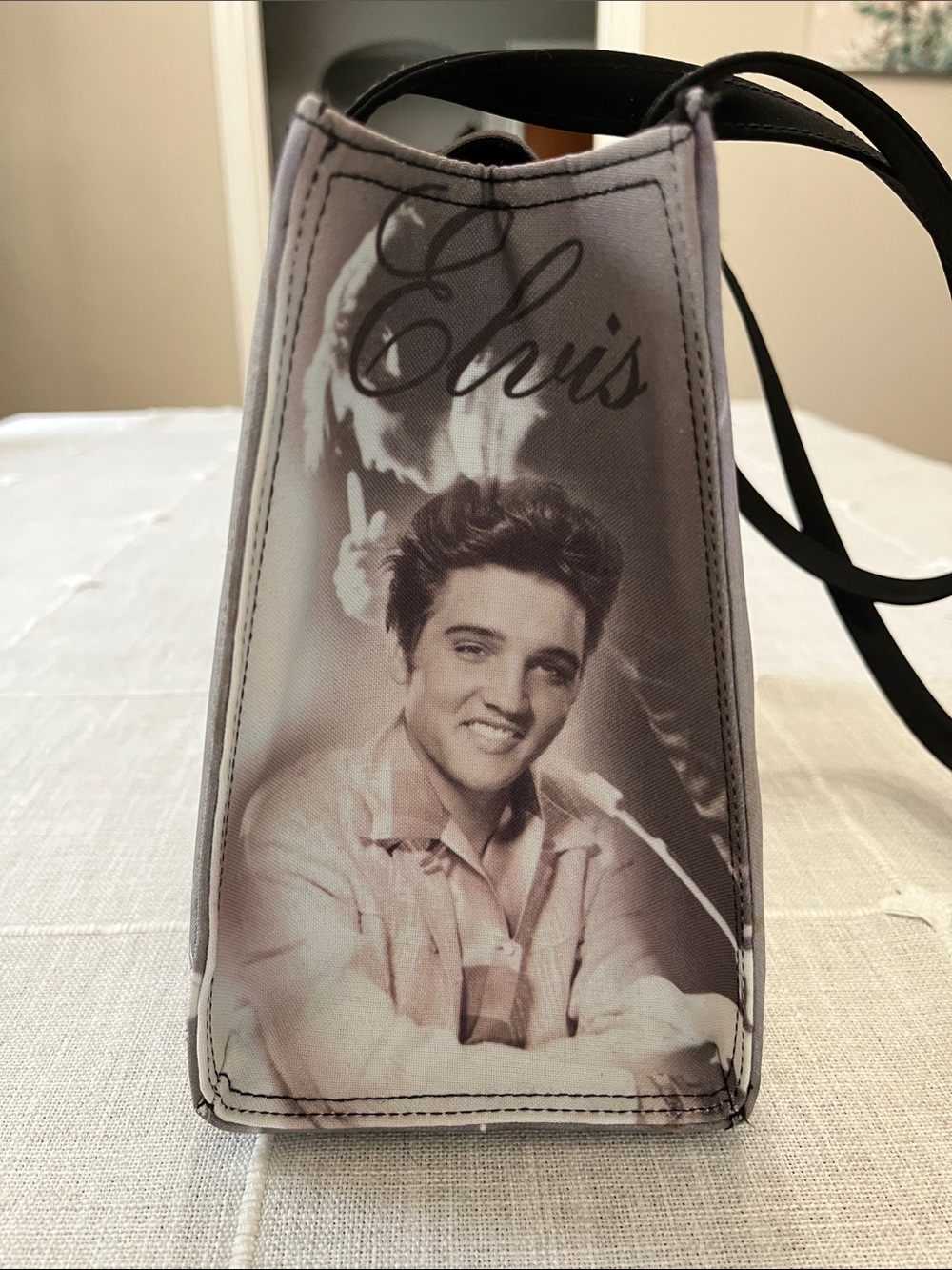 ELVIS Graphic Shoulder Tote Bag - Black/Gray - Picture 3 of 9